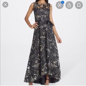 Tahari ASL Black and Cream high-low gown